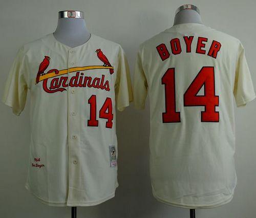 Mitchell And Ness 1964 Cardinals #14 Ken Boyer Cream Stitched MLB Jersey